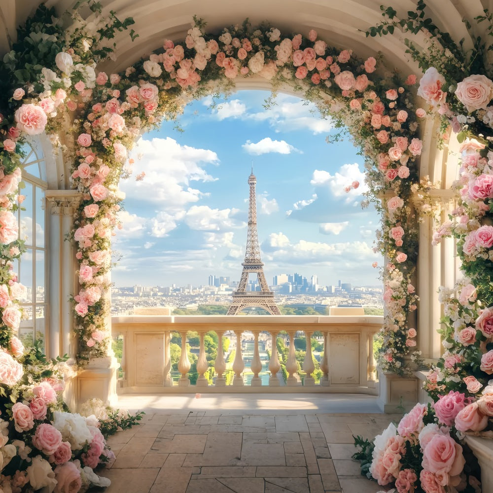 Paris Hintergründe Blühender Rosenbogen Blick Paris Fotohintergrund Ideen LXX59-67
