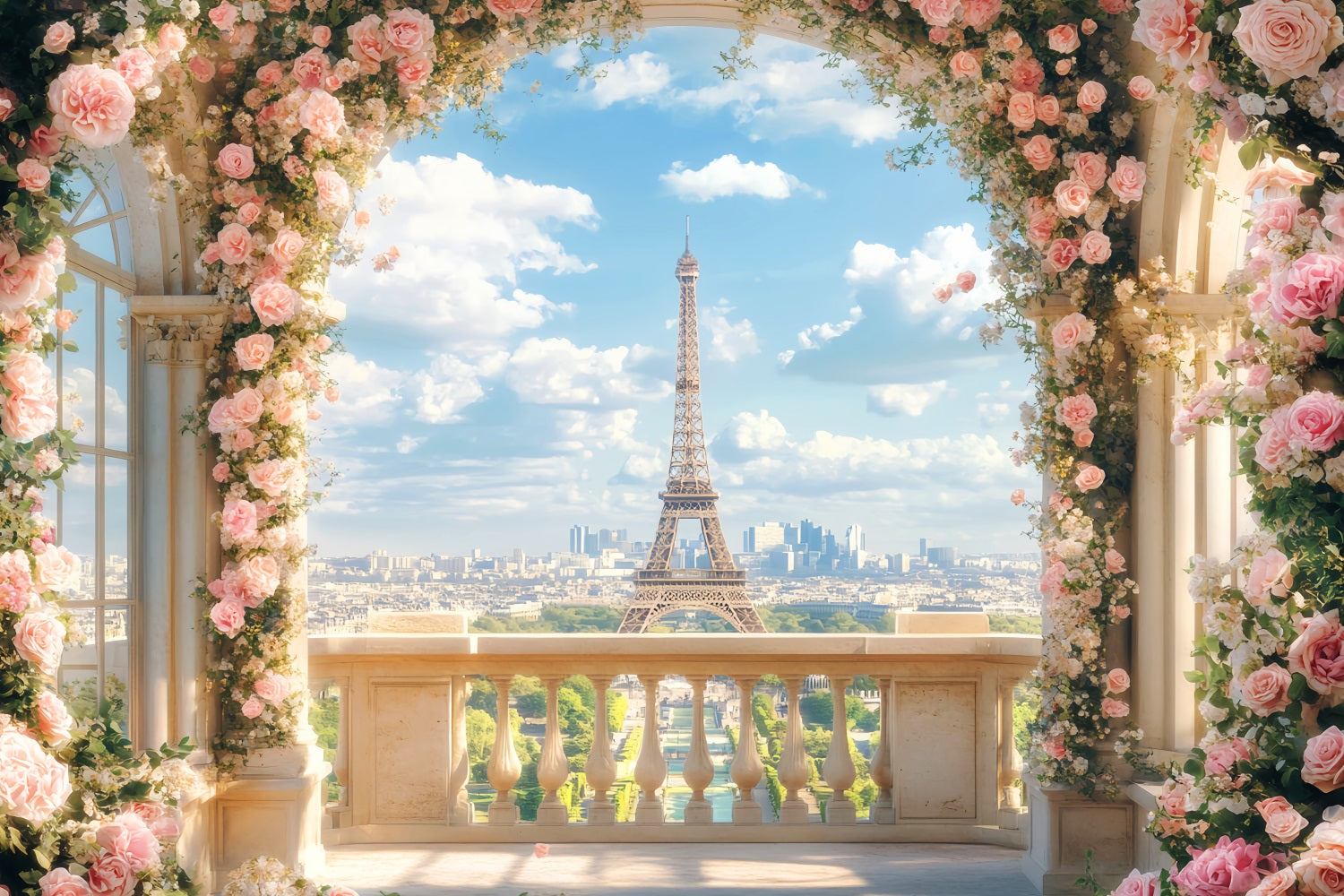 Paris Hintergründe Blühender Rosenbogen Blick Paris Fotohintergrund Ideen LXX59-67