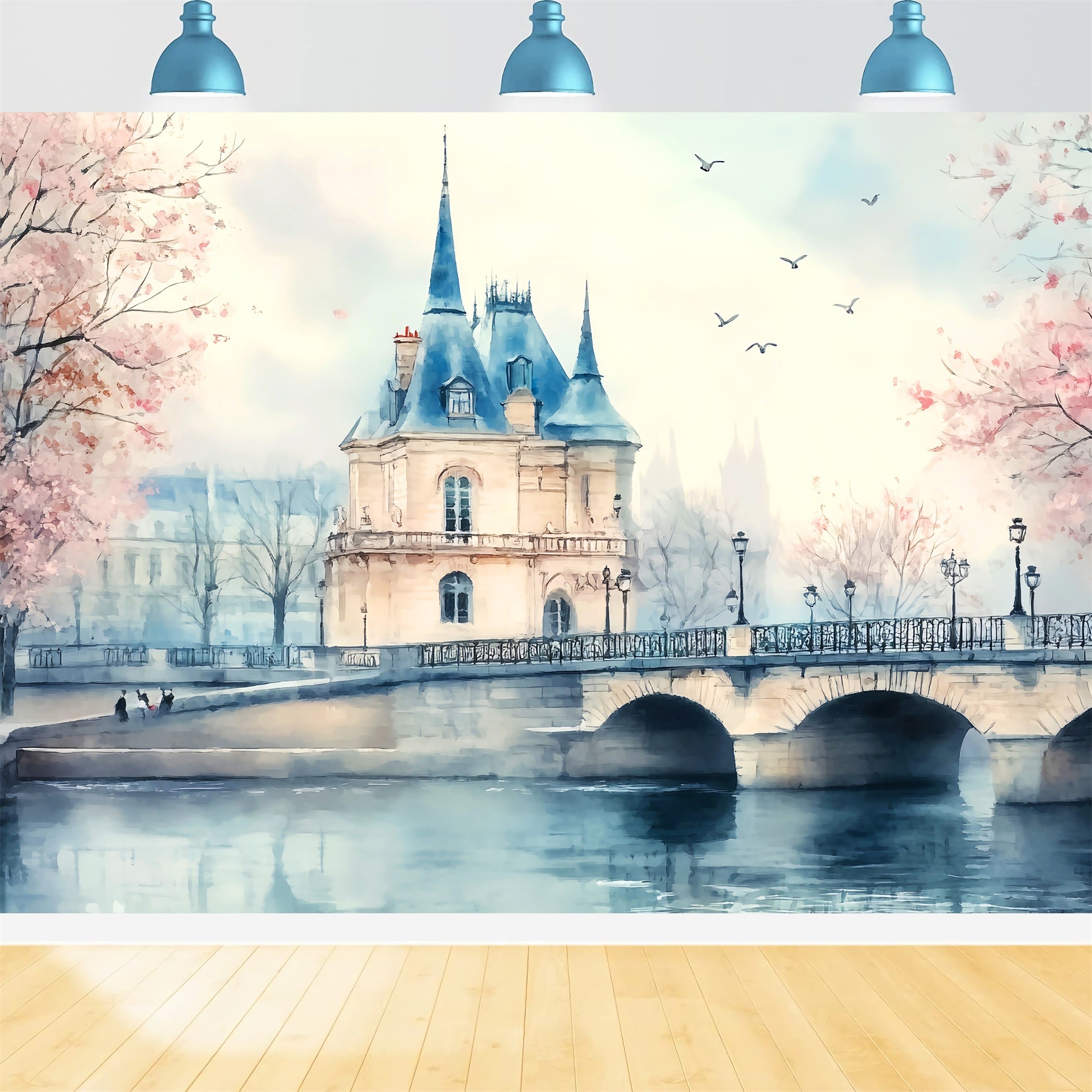 Paris Hintergründe Paris Uferburg Brücke Paris Fotohintergrund für Bilder LXX59-68
