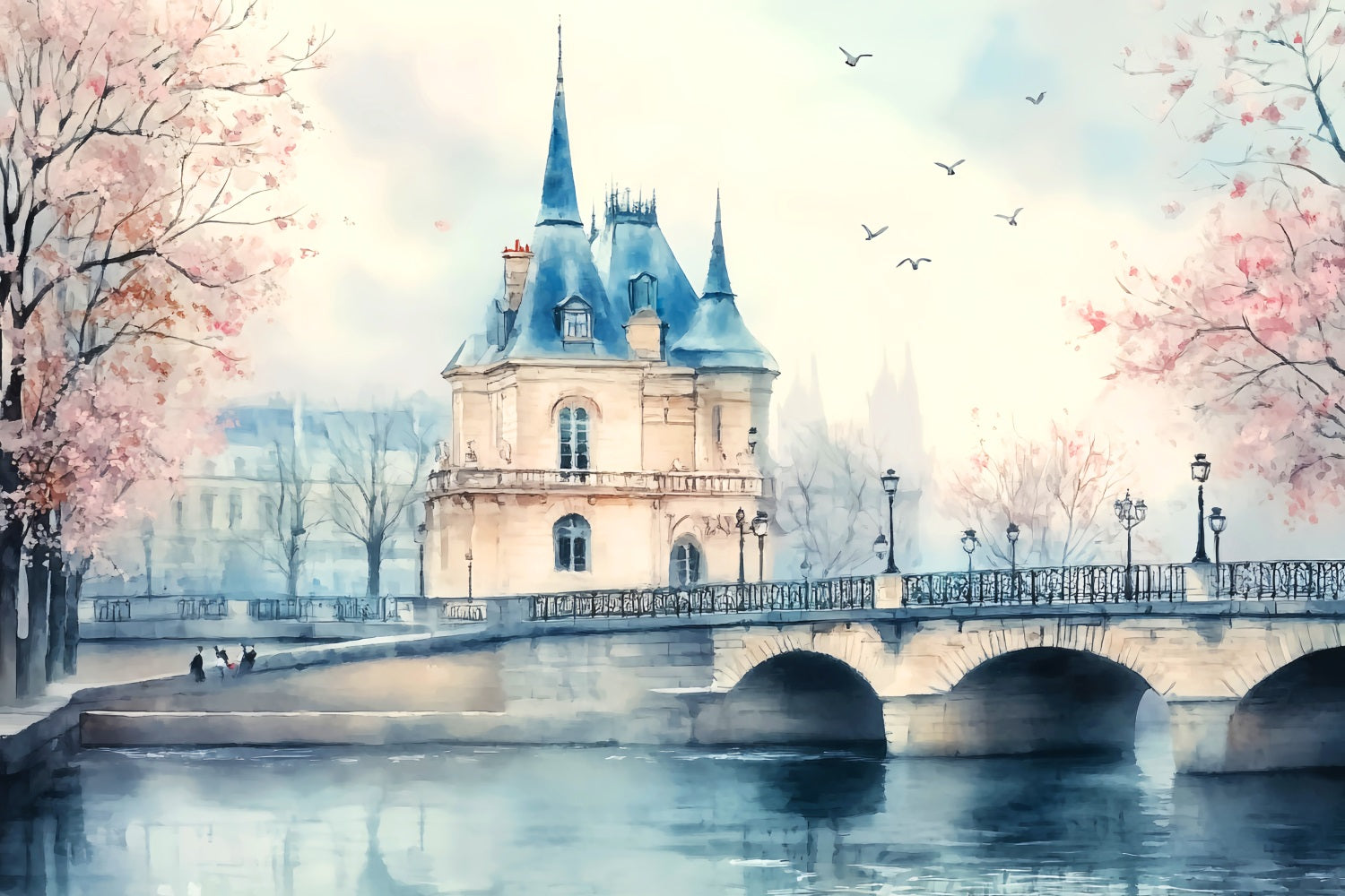 Paris Hintergründe Paris Uferburg Brücke Paris Fotohintergrund für Bilder LXX59-68