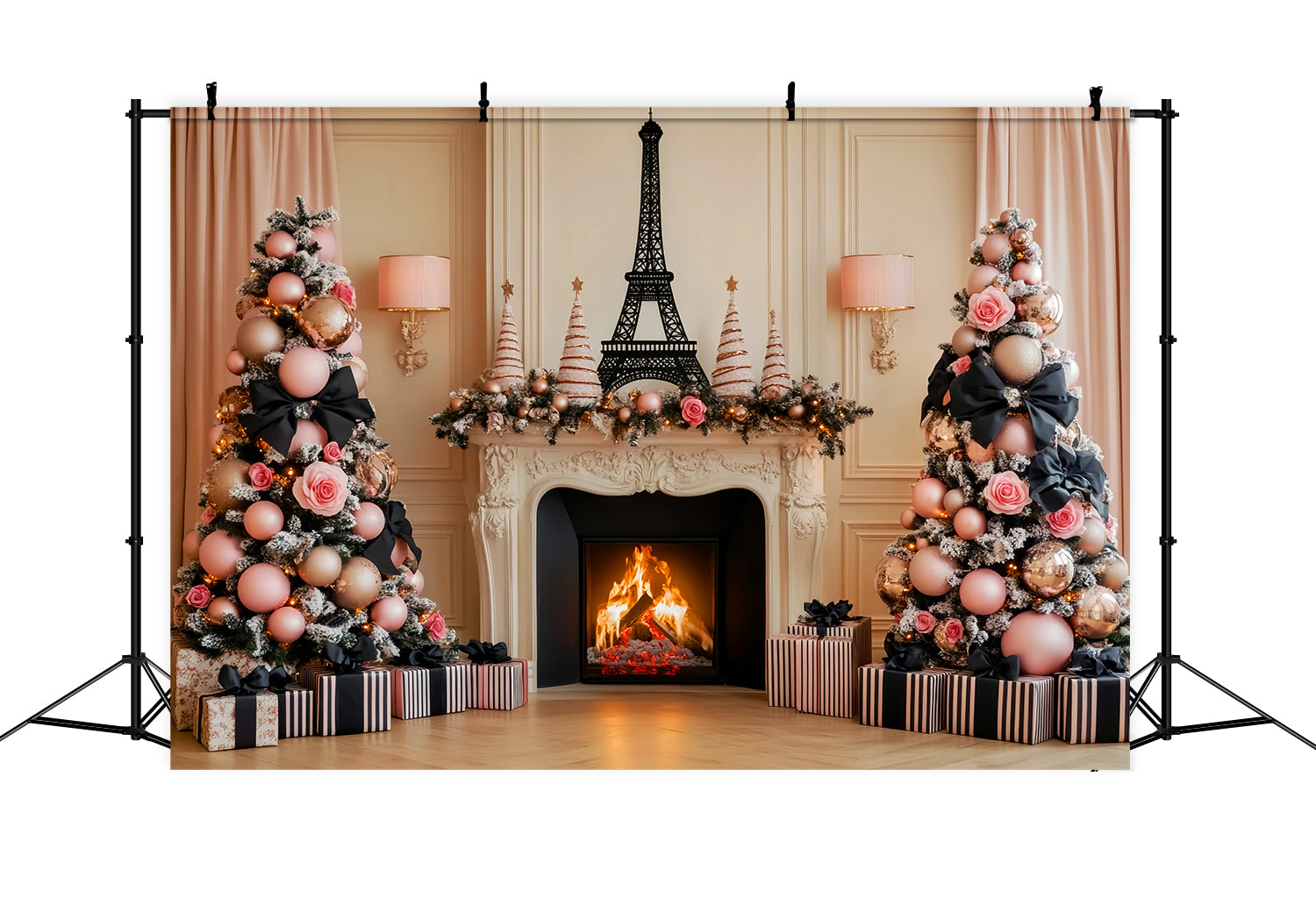 Paris-Hintergründe Eiffelturm Weihnachtskamin Paris-Fotohintergrundideen LXX59-69