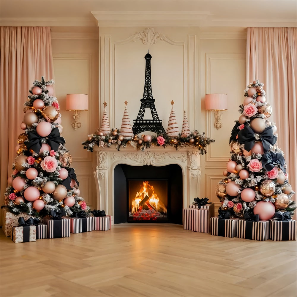Paris-Hintergründe Eiffelturm Weihnachtskamin Paris-Fotohintergrundideen LXX59-69