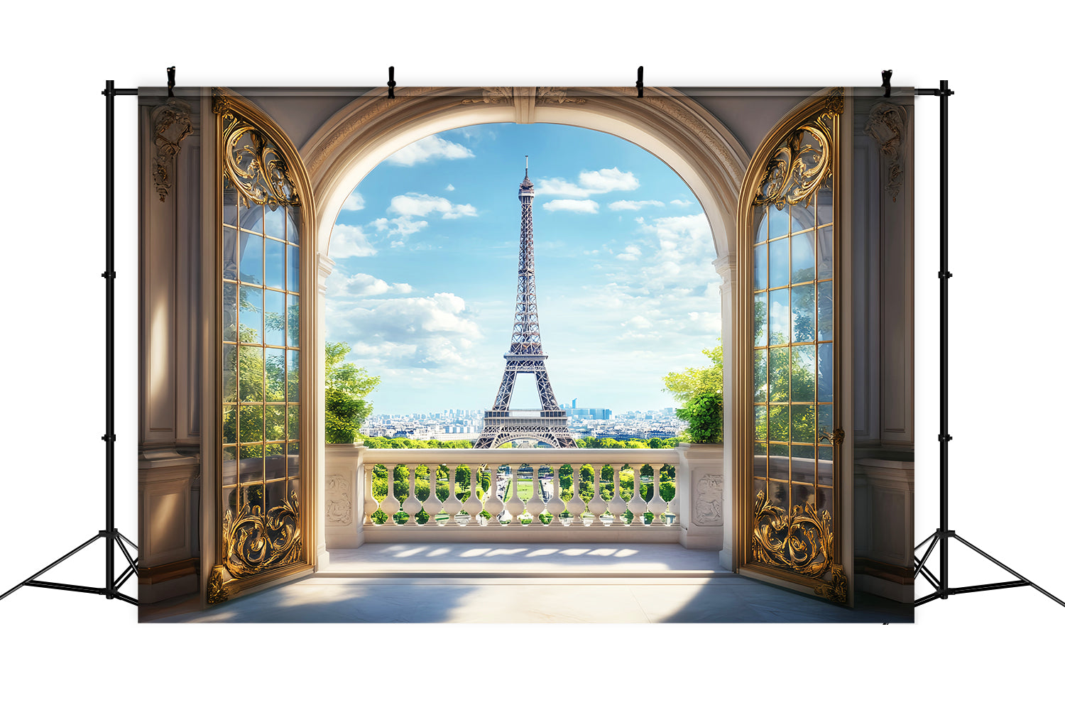 Paris-Hintergründe Goldener Torbogen Blick auf den Eiffelturm Paris-Fotohintergrund für Fotos LXX59-70