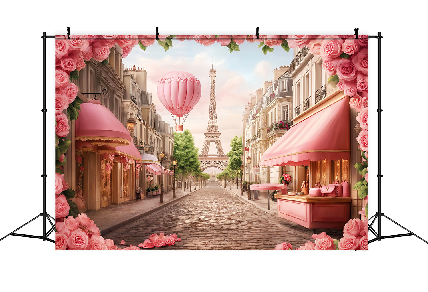 Paris-Hintergründe Pariser Straße Heißluftballon Eiffelturm Paris-Fotohintergrund LXX59-72