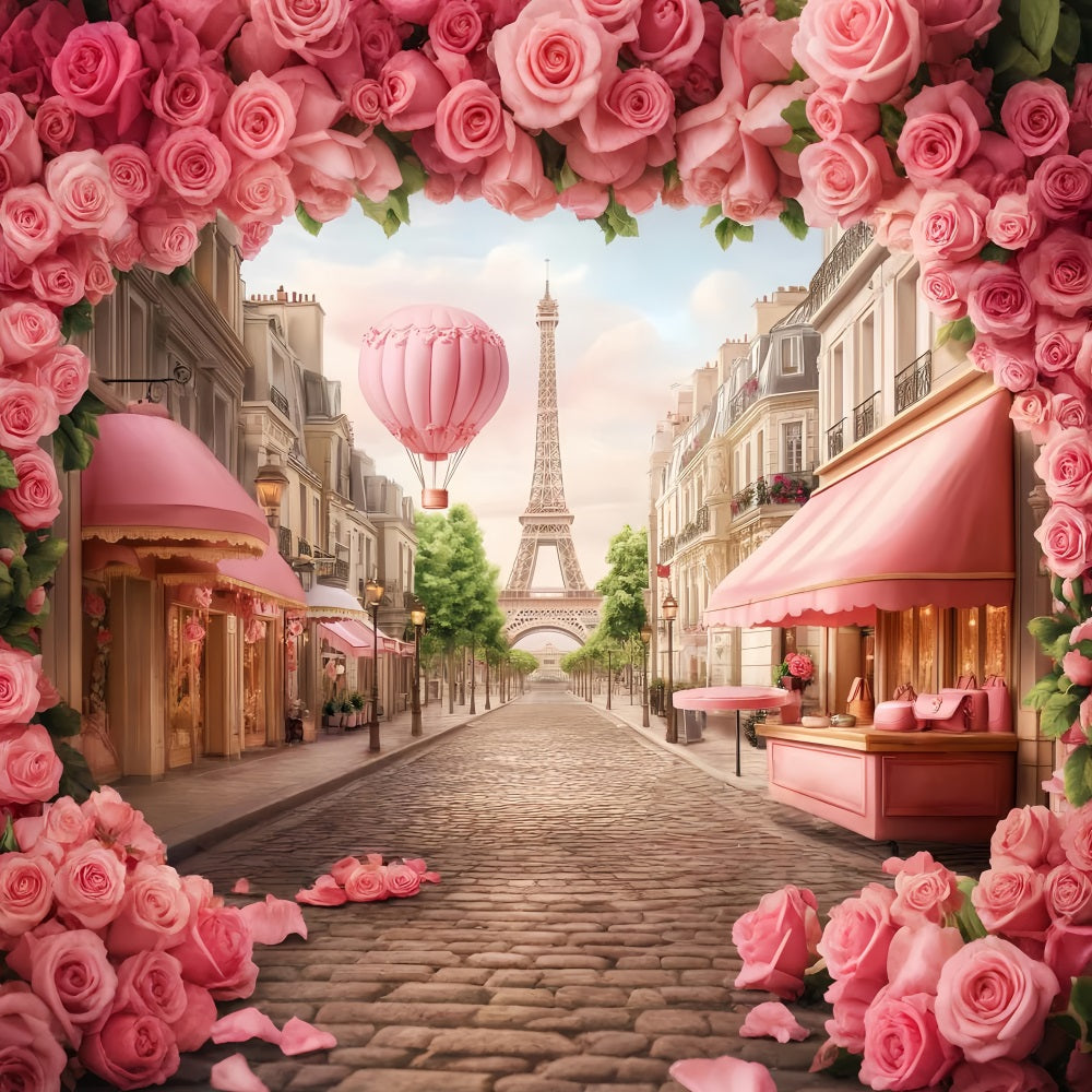 Paris-Hintergründe Pariser Straße Heißluftballon Eiffelturm Paris-Fotohintergrund LXX59-72