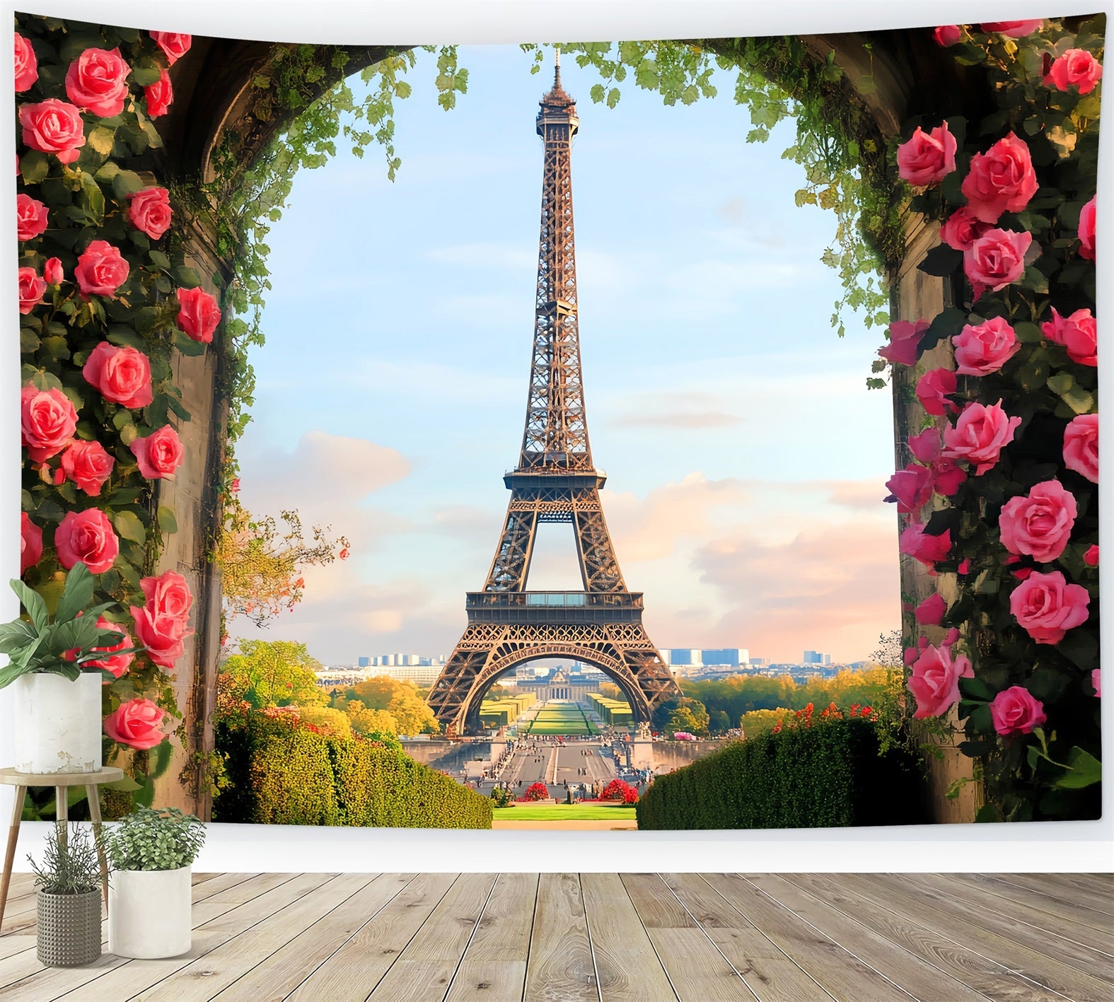 Eiffelturm-Kulisse Blühender Rosenbogen Eiffel Paris-Kulisse LXX59-77