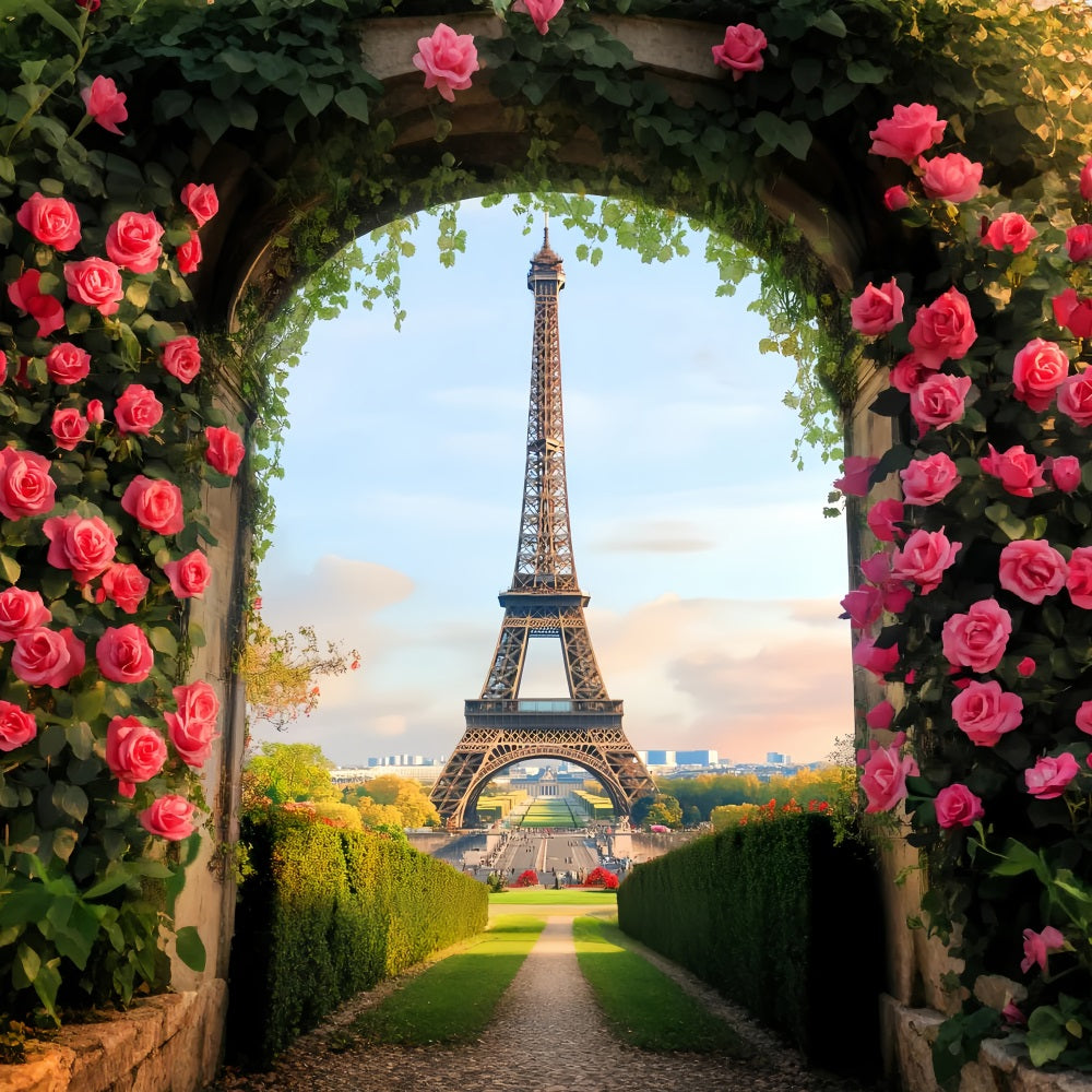 Eiffelturm-Kulisse Blühender Rosenbogen Eiffel Paris-Kulisse LXX59-77