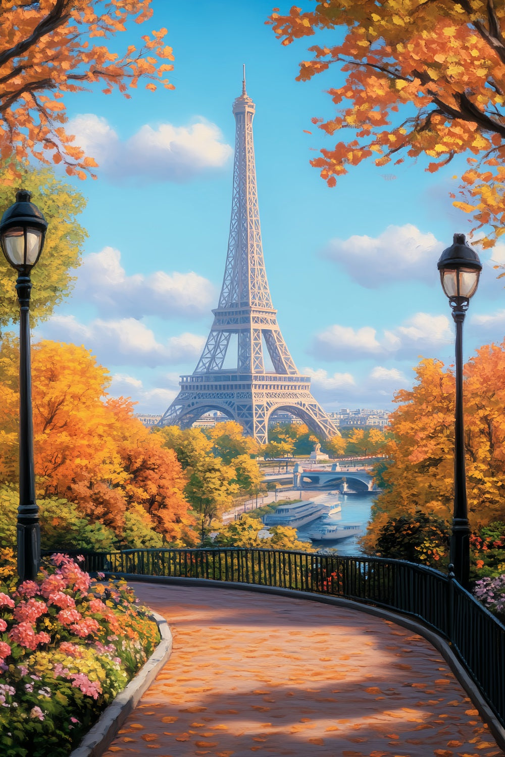 Paris-Kulissen Goldener Herbstweg Eiffel Paris-Kulissenideen LXX59-78