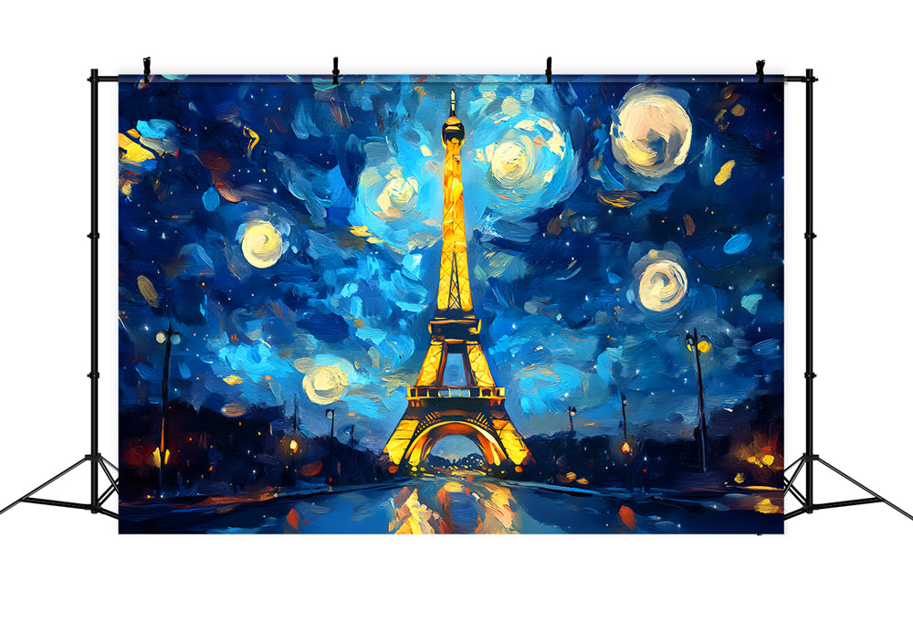 Paris-Kulissen Sternennacht Gemalte Eiffel Paris-Kulisse für Fotos LXX59-79