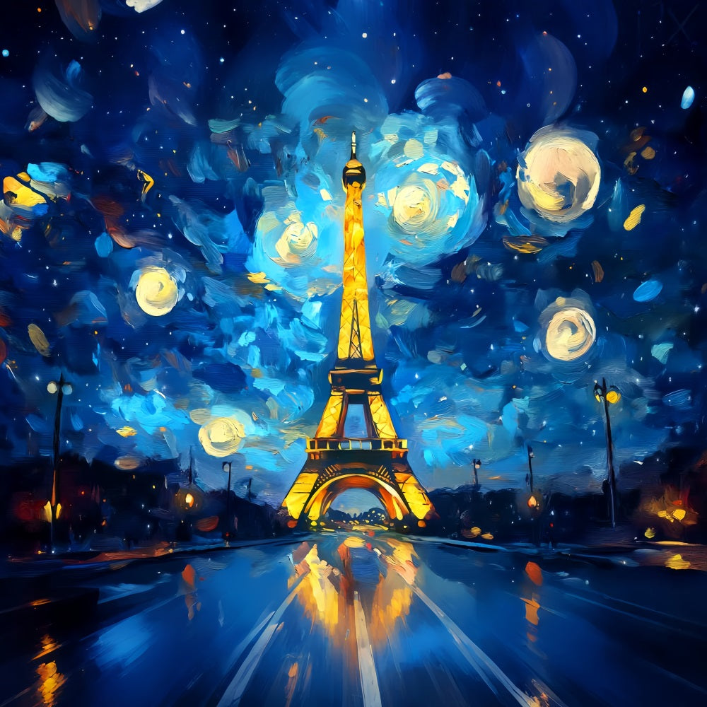 Paris-Kulissen Sternennacht Gemalte Eiffel Paris-Kulisse für Fotos LXX59-79
