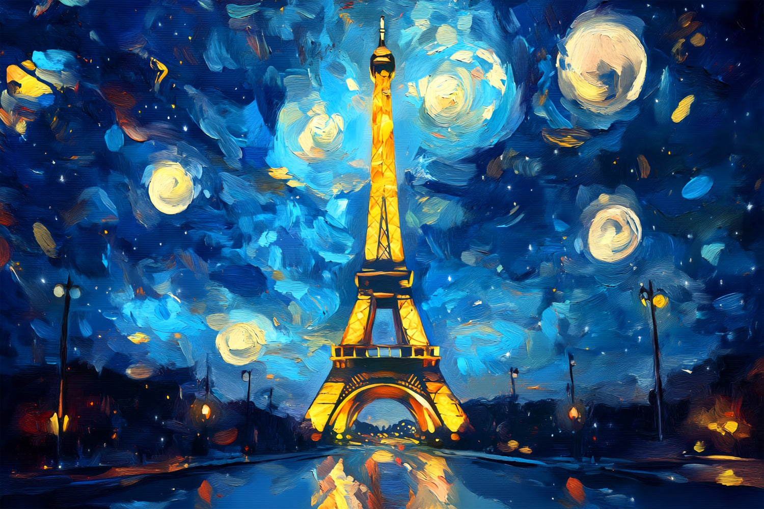 Paris-Kulissen Sternennacht Gemalte Eiffel Paris-Kulisse für Fotos LXX59-79