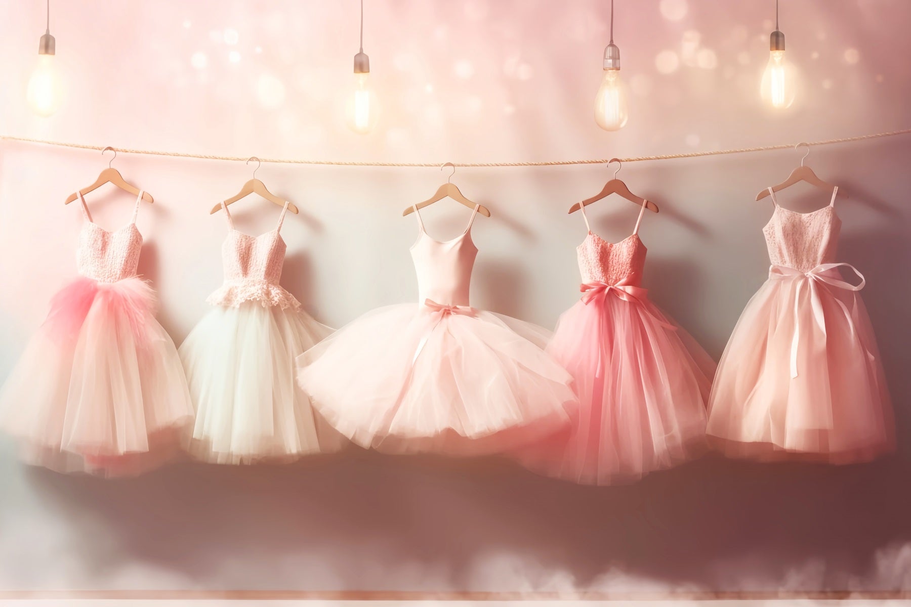 Tanzstudio-Fotohintergrund Hängende rosa Ballettkleider Schul-Tanzfotohintergrund LXX59-7