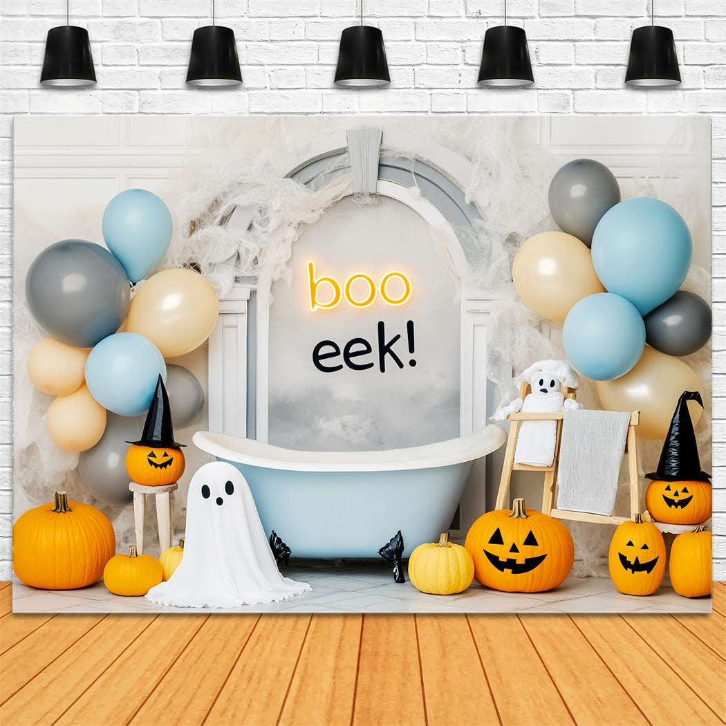Geister Fotohintergrund Kürbisse Geister-Ballons Badewanne Niedlicher Halloween Fotohintergrund LXX59-86