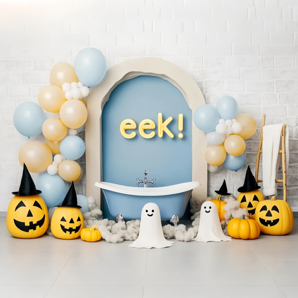 Halloween Geister Fotohintergrund Lächelnde Geister Ballons Badewanne Halloween-Hintergründe LXX59-87