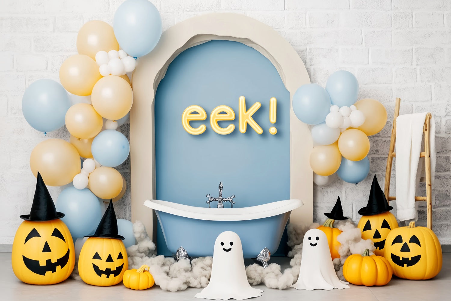 Halloween Geister Fotohintergrund Lächelnde Geister Ballons Badewanne Halloween-Hintergründe LXX59-87