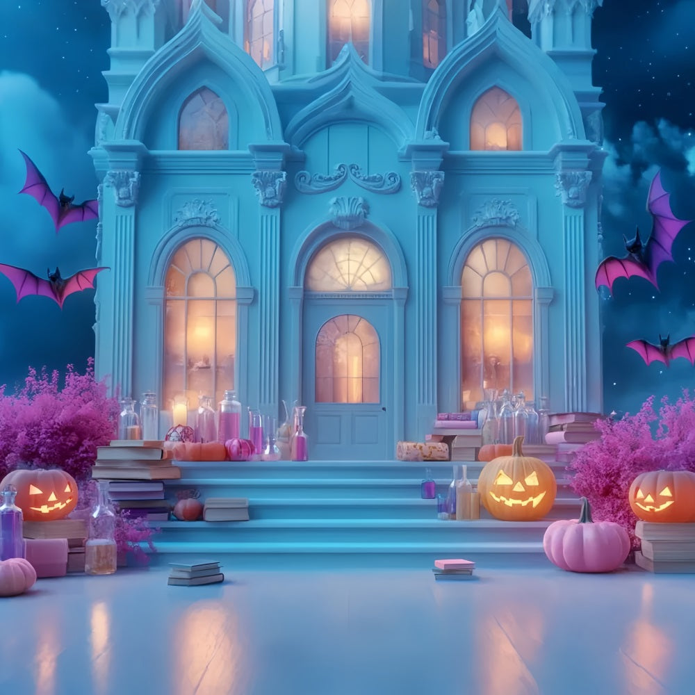 Halloween Fledermaus Fotohintergrund Spukhaus Kürbis-Treppe Halloween Fotohintergrund LXX59-94