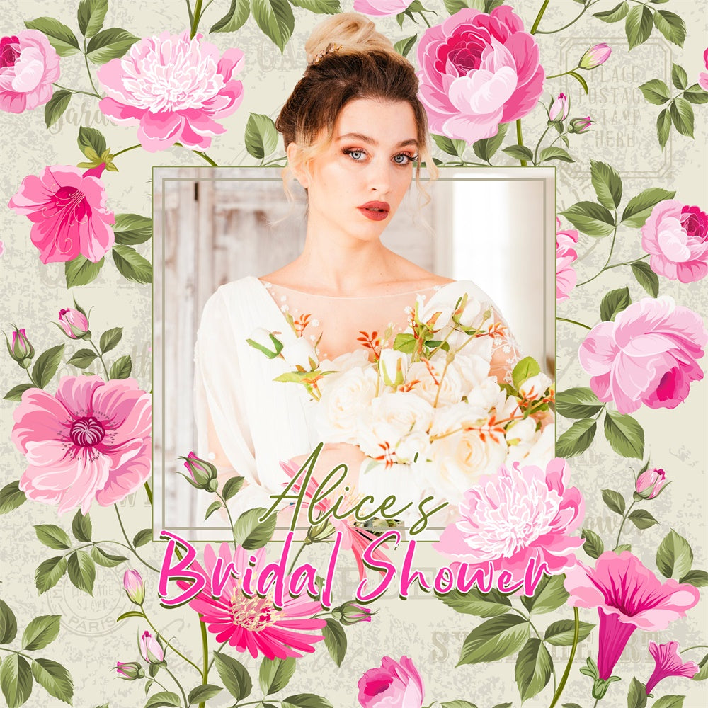 Brautdusche Fotokulisse Rosa Pfingstrose Romantik Individueller Hintergrund LXX6-106