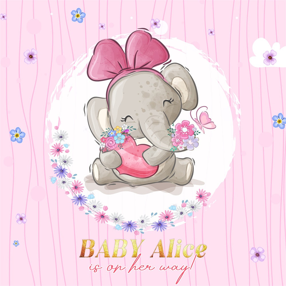 Hintergrundbilder für Baby Shower Blume Baby Elefant Individuelles Hintergrundbild LXX6-13