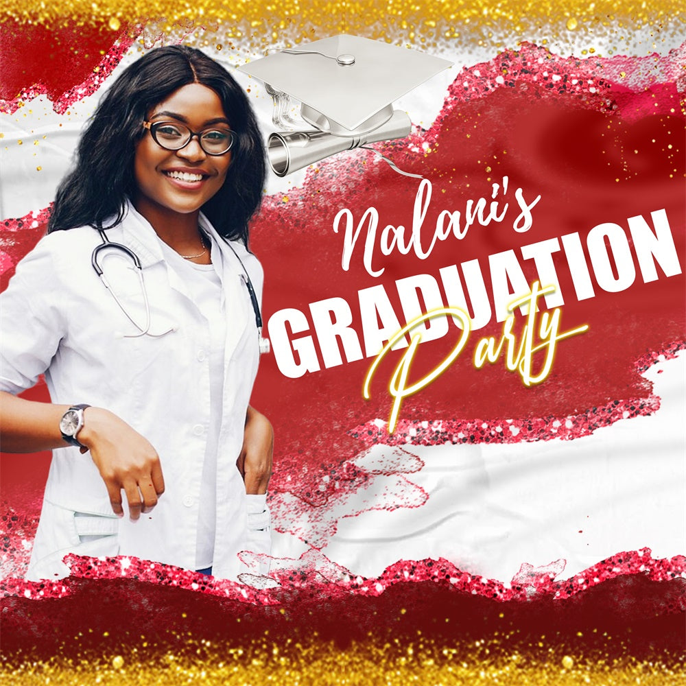 2025 Graduation Backdrop Crimson Glow Personalisierte Party Graduation Backdrop LXX6-159