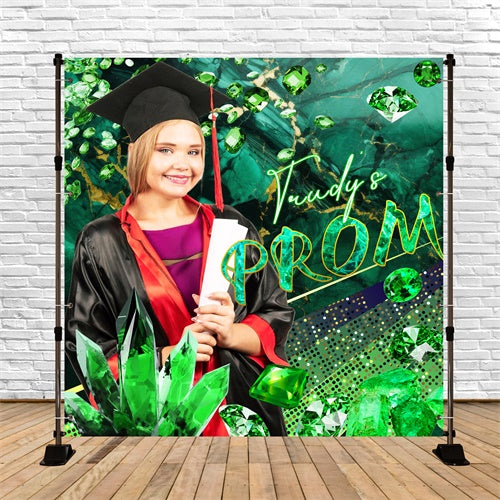 Prom Backdrops Königlich Grün Funkelnd Personalisierte Party Abschlussfeier Backdrop LXX6-183