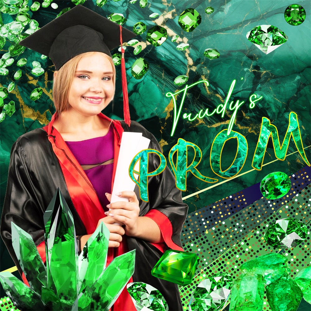 Prom Backdrops Königlich Grün Funkelnd Personalisierte Party Abschlussfeier Backdrop LXX6-183