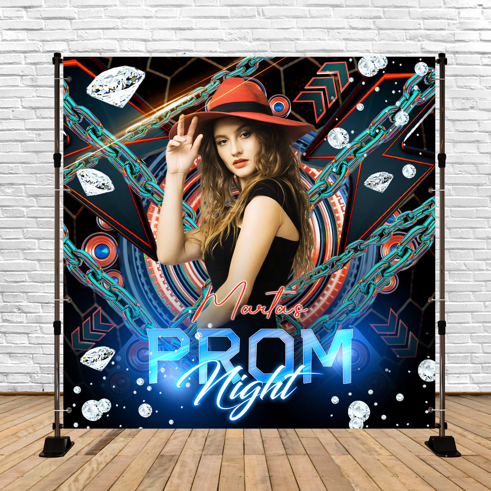 Backdrops für Abschlussball Neon Kette Bash Custom Party Graduation Backdrop LXX6-185