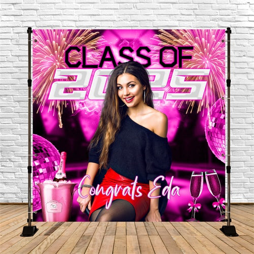 Prom Backdrop Rosa Champagner Feuerwerk Custom Party Graduation Backdrop LXX6-187