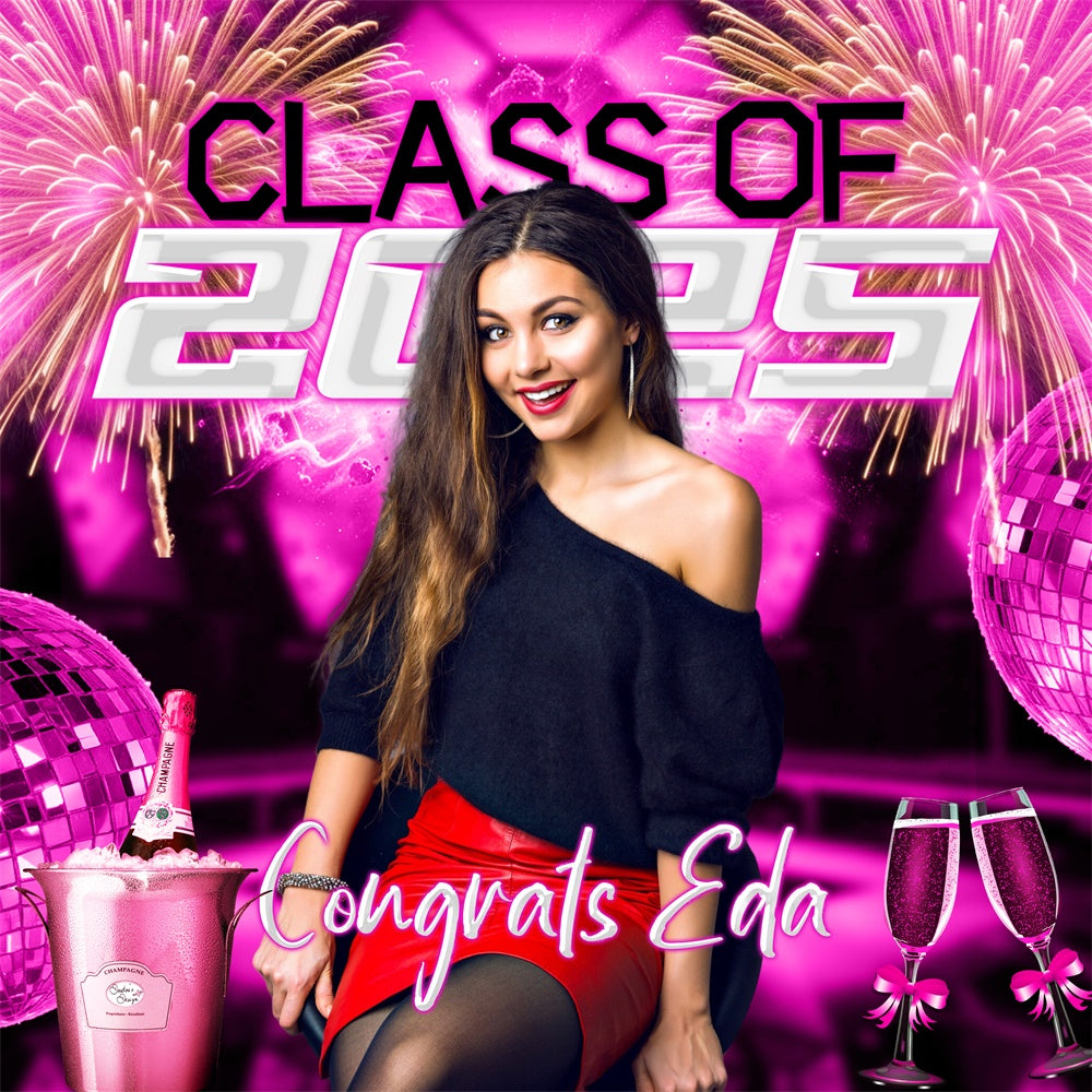 Prom Backdrop Rosa Champagner Feuerwerk Custom Party Graduation Backdrop LXX6-187