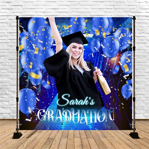 Prom Backdrops Blauer Ballon Konfetti Customized Party Graduation Backdrop LXX6-201
