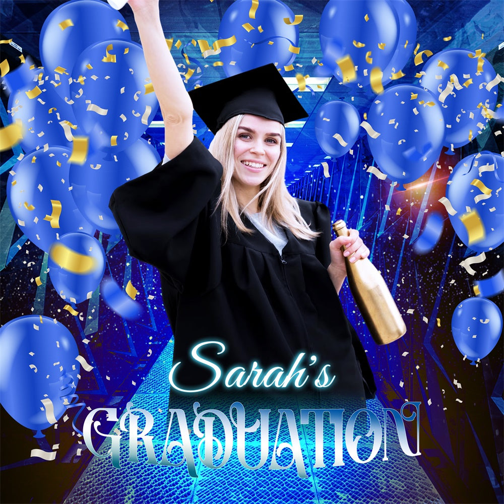Prom Backdrops Blauer Ballon Konfetti Customized Party Graduation Backdrop LXX6-201