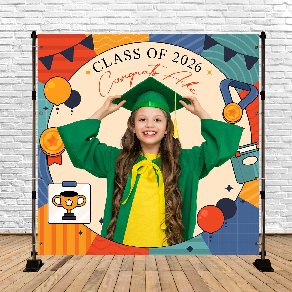 Preschool Graduation Backdrop Award Time Personalisierte Party Graduation Backdrop LXX6-209