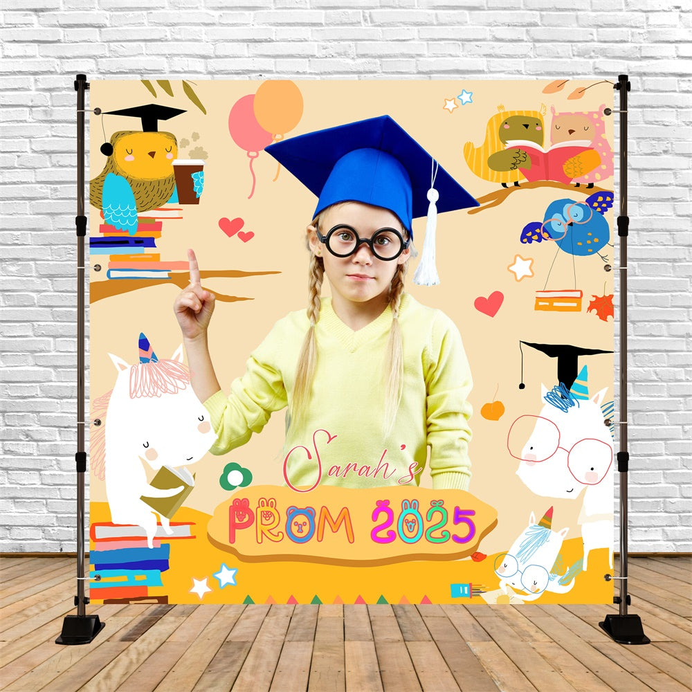 Abschlussball-Hintergrund 2025 Tierische Freunde Cartoon Custom Party Graduation Backdrop LXX6-210