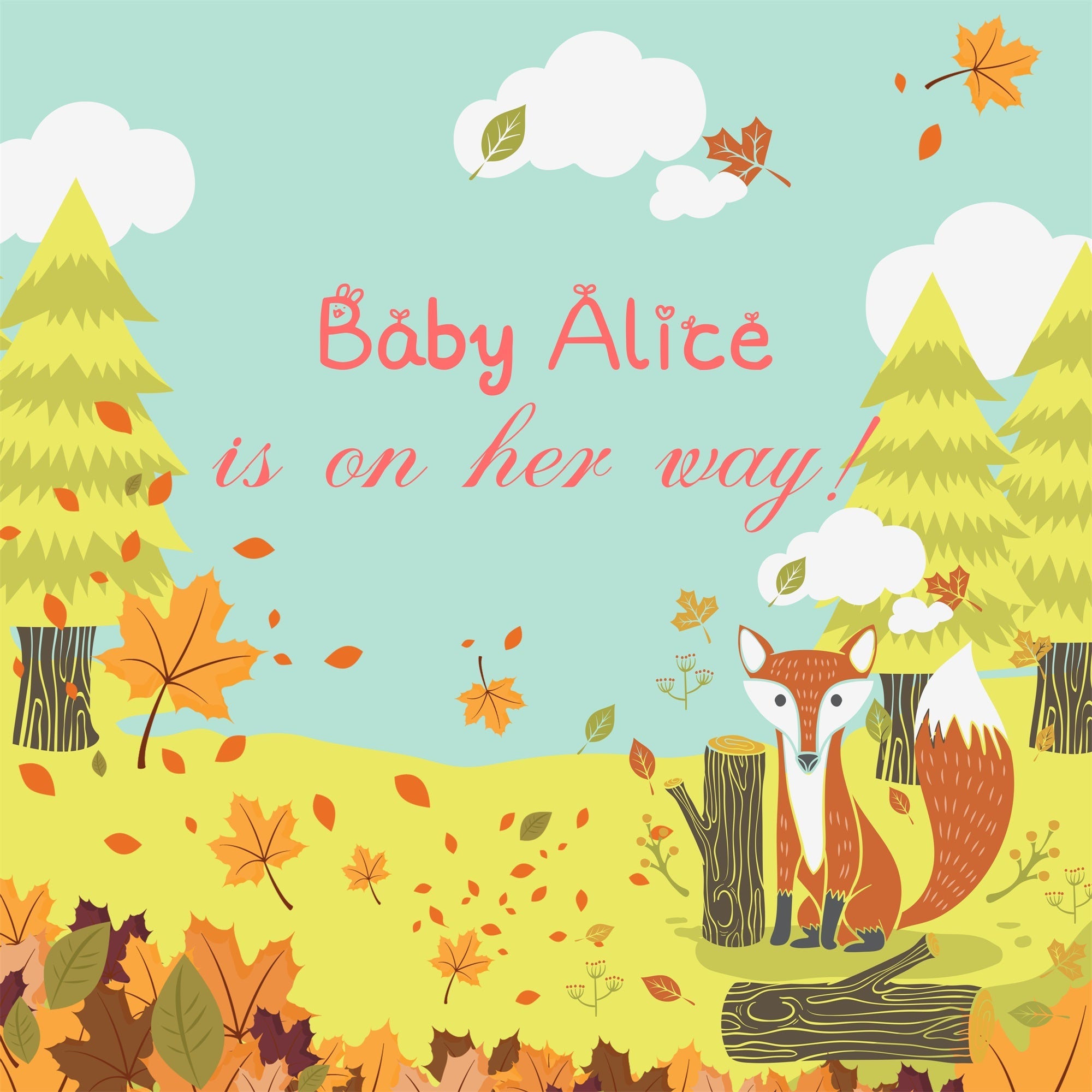 Backdrops für Baby Shower Herbstblätter Fuchs Individueller Backdrop LXX6-221