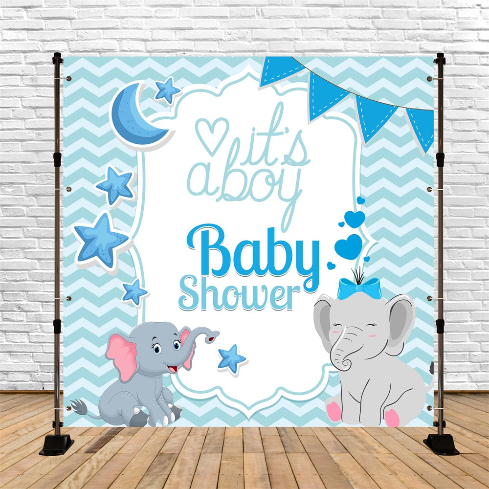 Backdrop für Baby Shower Blauer Elefant Träume Hintergrund LXX6-226