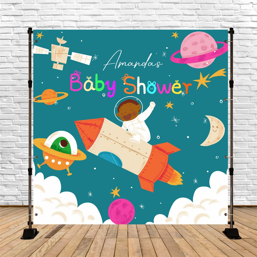 Baby Shower Fotokulisse Rocket Dreams Personalisierte Kulisse LXX6-238