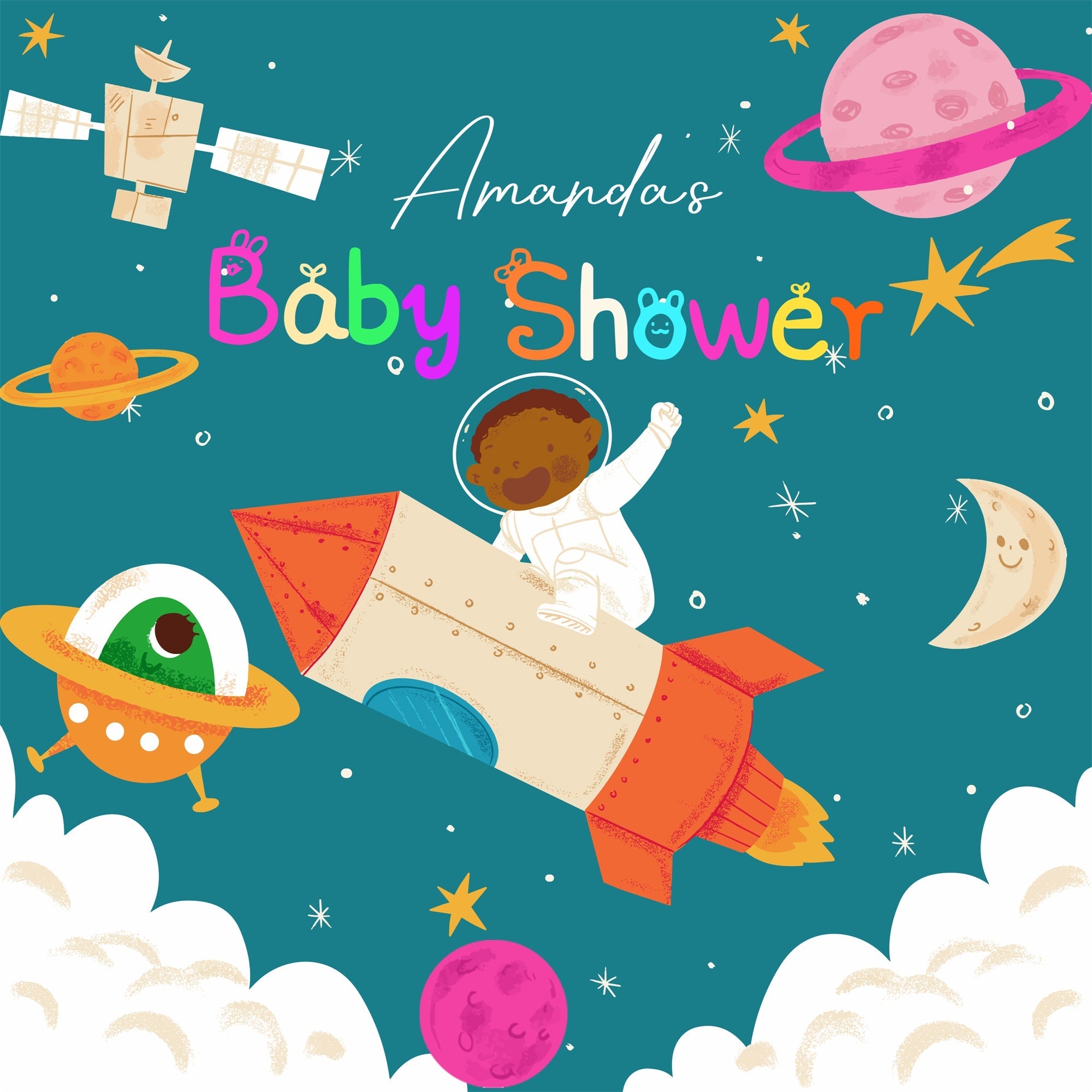 Baby Shower Fotokulisse Rocket Dreams Personalisierte Kulisse LXX6-238