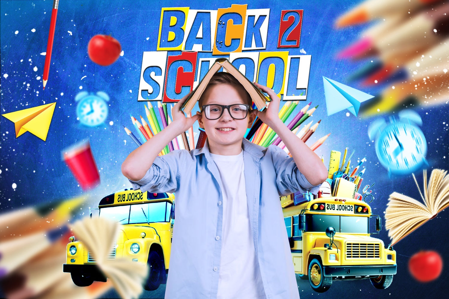 Back To School Backdrop Schulbus Energie Personalisierte Backdrop LXX6-27