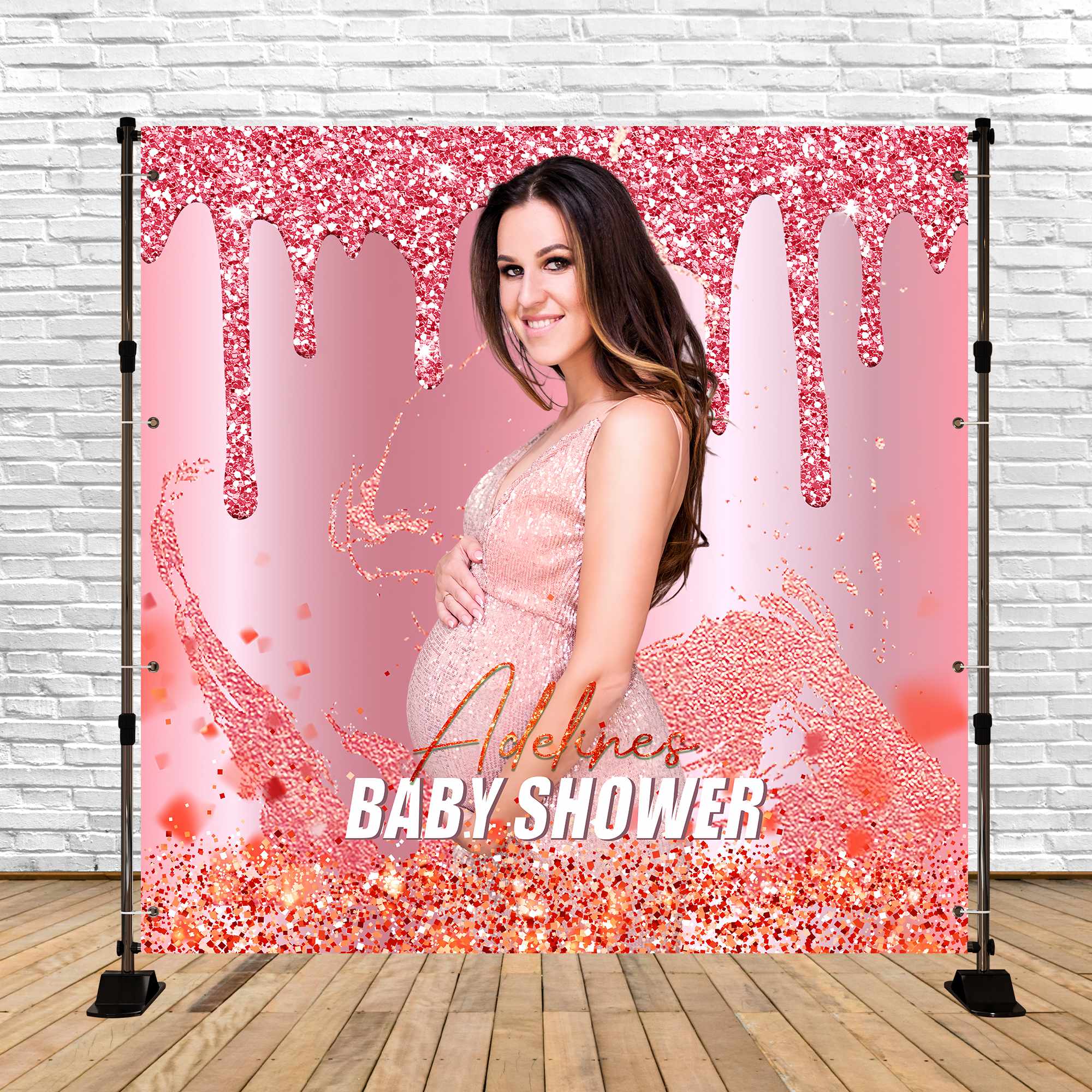 Benutzerdefinierte Baby Dusche Backdrop Rose Gold Glitter Backdrop LXX6-3