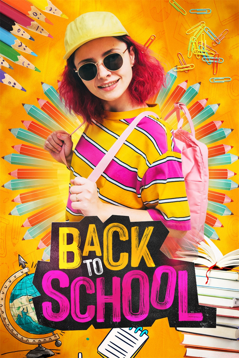 Schule Fotohintergrund Farbe Pop Bleistift Personalisierte Kulisse LXX6-32