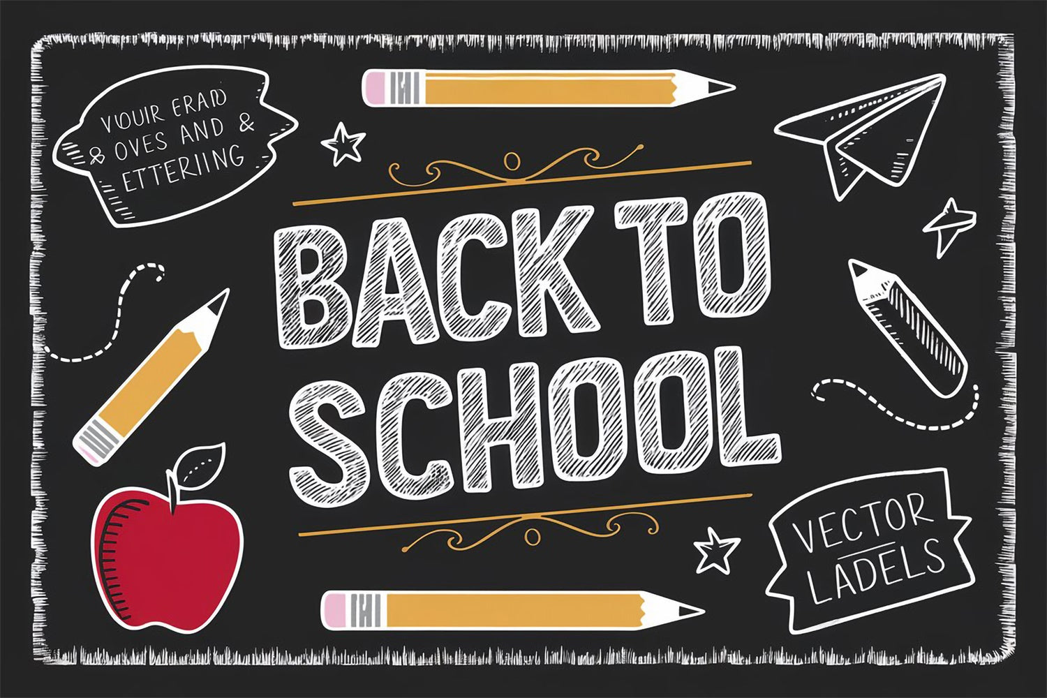 Back To School Kreidetafel Backdrop Doodle Style Backdrop LXX6-38