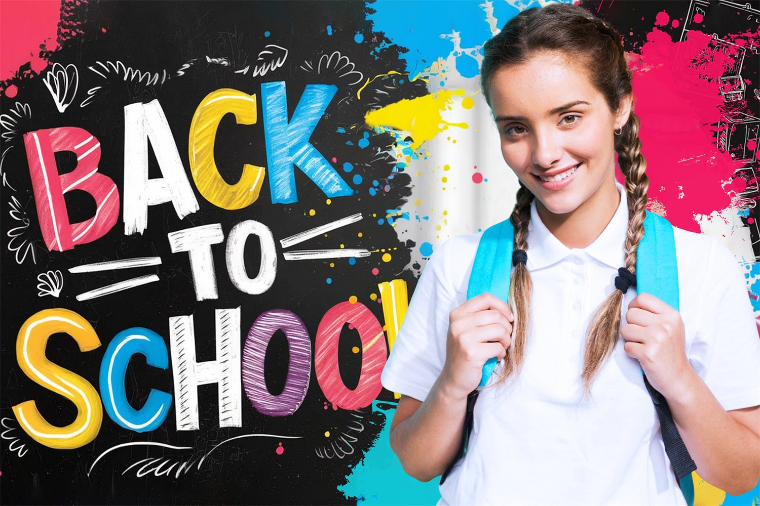 Back To School Fotokulisse Doodle Art Personalisierte Kulisse LXX6-39