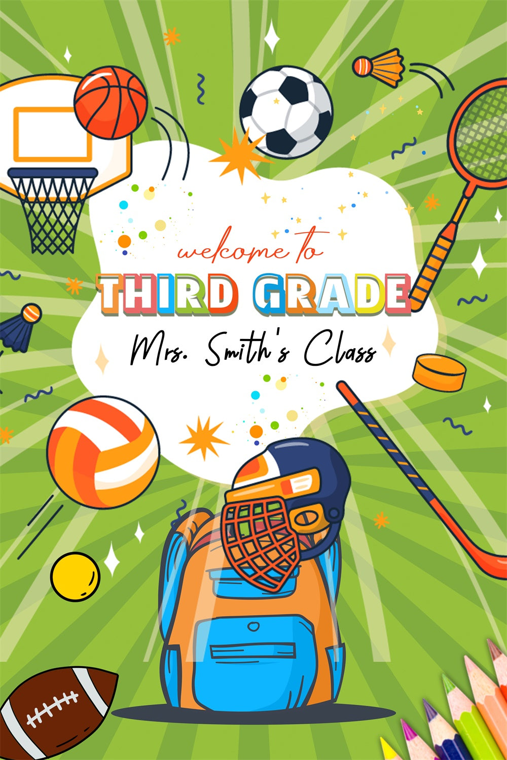 Schule Bild Hintergrund Sport Lächeln Schule Custom Backdrop LXX6-40