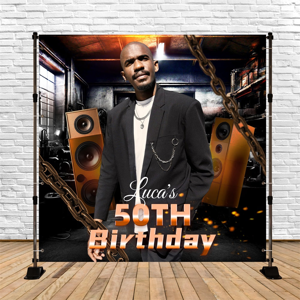 50. Geburtstag Backdrop Metall Beats Bash Personalisierte Backdrop LXX6-42