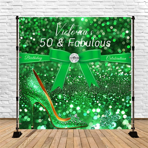 50. Geburtstag Backdrop für Sie Glam Grün personalisiert Backdrop LXX6-44