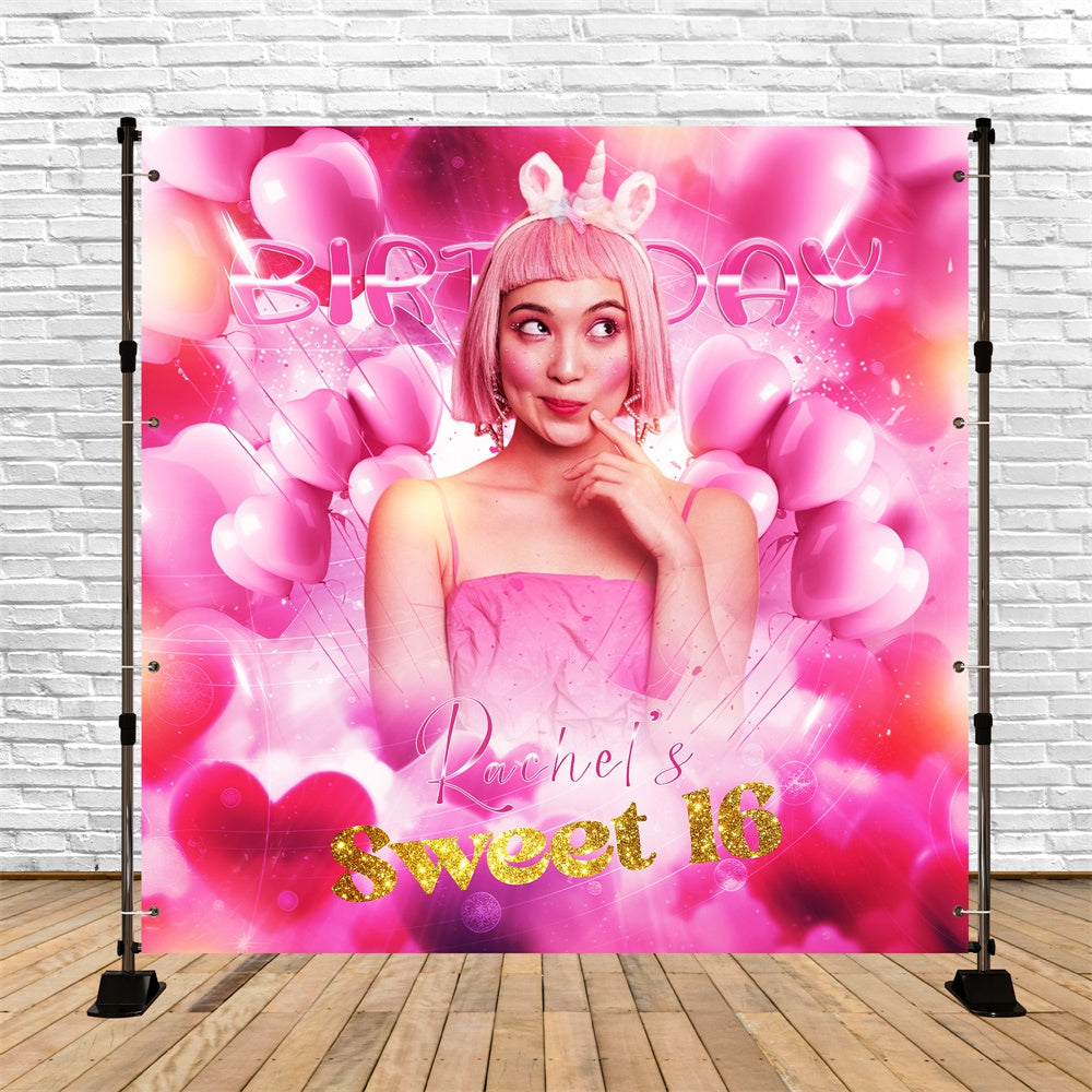Individuell gestaltete Geburtstagskulisse Pink Fantasy Sweet 16 Backdrop LXX6-52