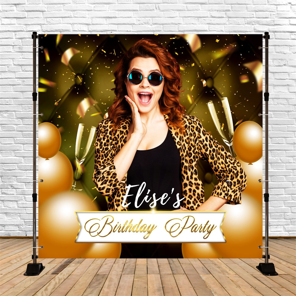 Geburtstag Party Backdrop Gold Glamour Ballon Individuelles Backdrop LXX6-55