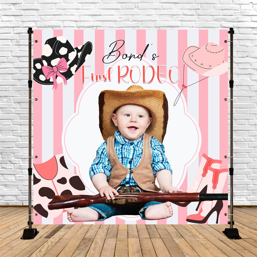Erster Geburtstag Backdrop Pink Western Rodeo Personalisierte Backdrop LXX6-57