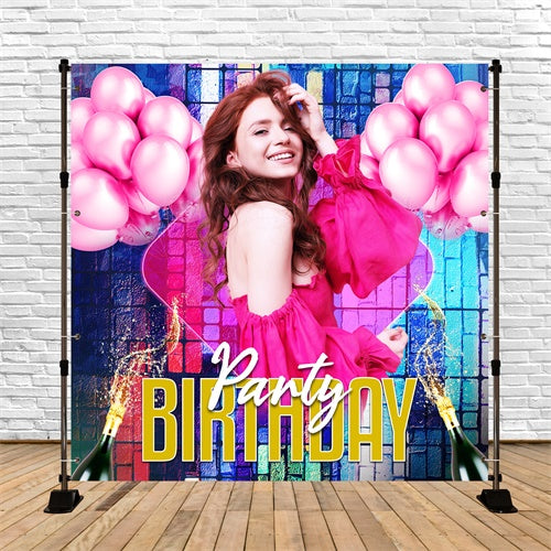 Personalisierte Backdrop für Geburtstag Disco Pop Ballon Hintergrund LXX6-72