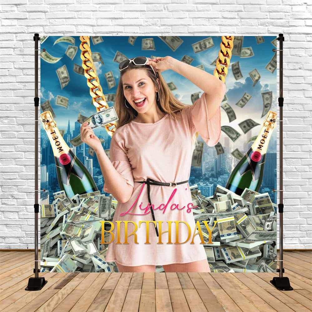 Customized Backdrop für Geburtstag Cash Champagner Träume Backdrop LXX6-75