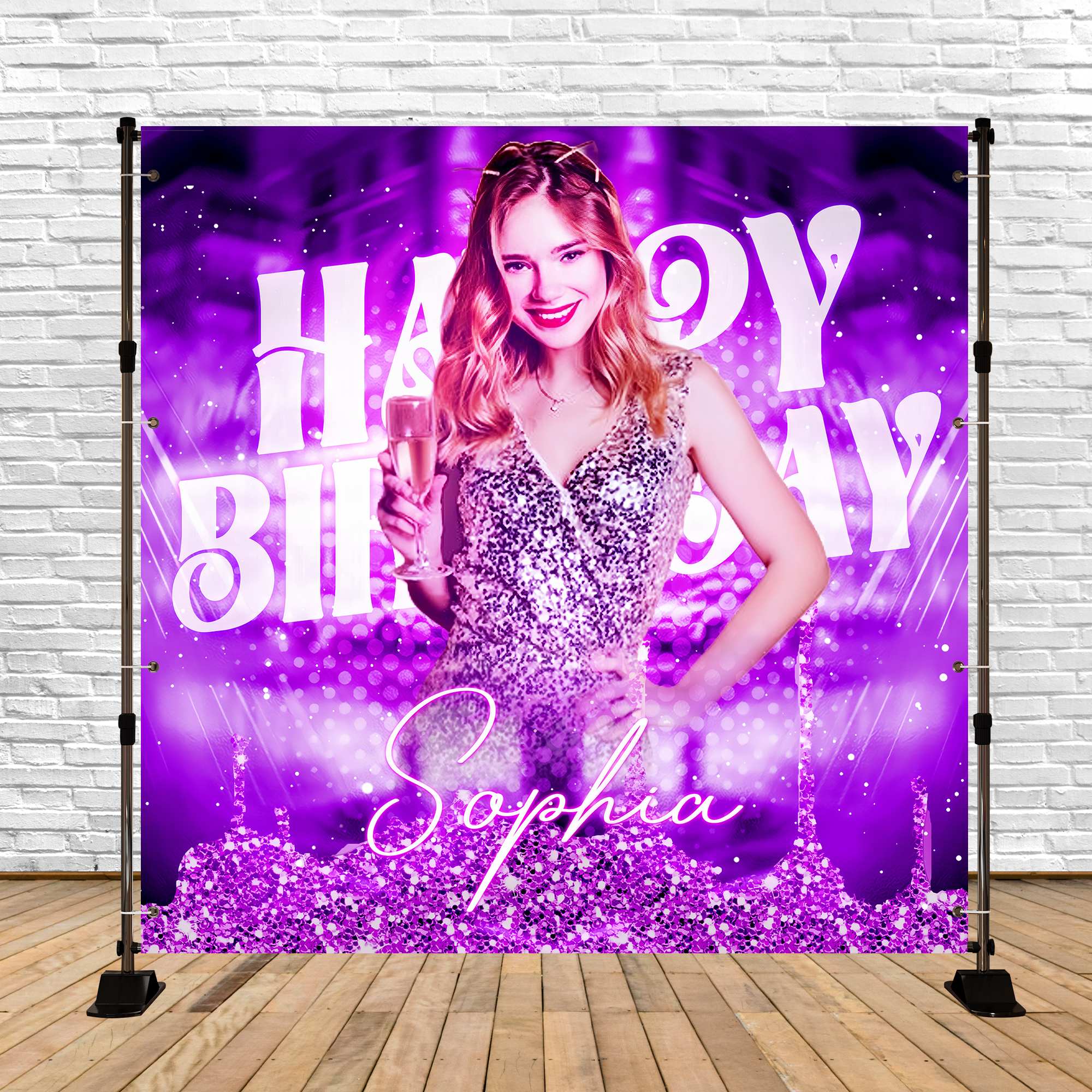 Geburtstag Party Backdrop Lila Sparkle Queen Custom Backdrop LXX6-86